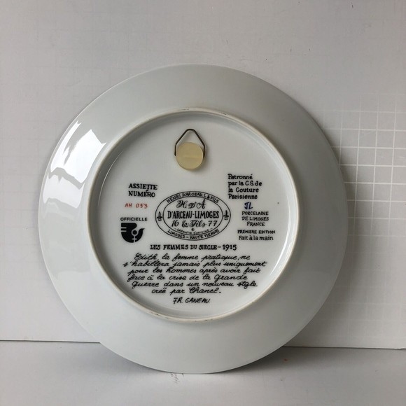 Vintage 1977 D'Arceau Limoges Collectors Plate “Edith La Femme Pratique 1915” - Picture 5 of 6